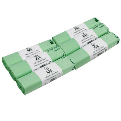 140 Litre Compost Bag Compostable Bin Liners (Small Wheelie Bins) - 6 Rolls