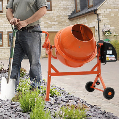 140 Litre Electric Cement Mixer Portable Cement Mixing Machine Dynamic Orange