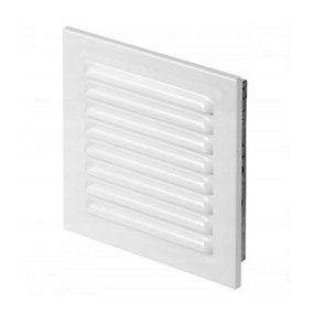 140 mm x 140 mm White Metal Air Vent Grille with Fly Screen Ventilation Duct Cover with Flange