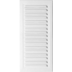 140 mm x 210 mm White Metal Air Vent Grille with Fly Screen Ventilation Duct Cover with Flange