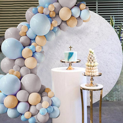 140 Pcs Grey, Apricot and Macaron Blue Balloons Set for Party Festival Backdrop Decoration