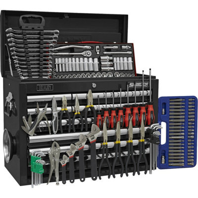 140 Piece Tool Kit with 10 Drawer Topchest - Durable Black with Ball ...