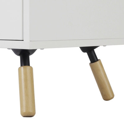 140 x 40 x 78cm Multi-Use Storage Cabinet with Solid Wood Top Double Doors and 3 Drawers in White - 8