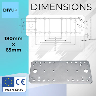 140 x 55 x 2.5mm Flat Joining Metal Plates Brackets ( Pack of: 10 ...