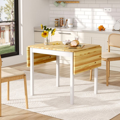 140 x 70 x 74.5cm Rectangular Expandable Wooden Dining Table Kitchen ...