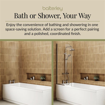 1400 x 700mm Compact Single Ended Straight Shower Bath with Leg Set