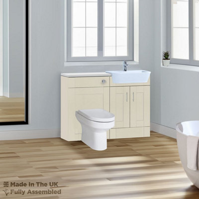 1400mm Set With Gloss White Worktop, BTW WC And Cistern, 1TH S/R Basin - Cambridge Solid Wood Mussel Price Comparisons | Compare The Build