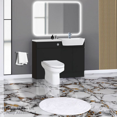 1400mm Set With Gloss White Worktop, BTW WC And Cistern, 1TH S/R Basin - Lucente Matt Anthracite Price Comparisons | Compare The Build