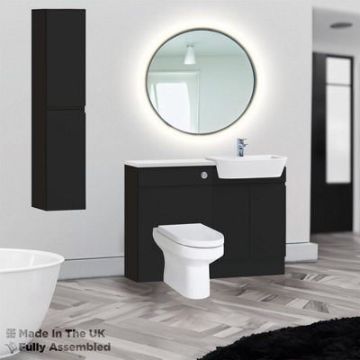 1400mm Set With Gloss White Worktop, BTW WC And Cistern, 1TH S/R Basin - Lucente Matt Anthracite Price Comparisons | Compare The Build