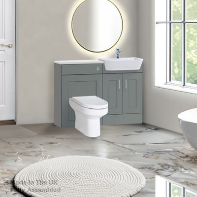 1400mm Set With Gloss White Worktop, BTW WC And Cistern, 1TH S/R Basin - Oxford Matt Dust Grey Price Comparisons | Compare The Build