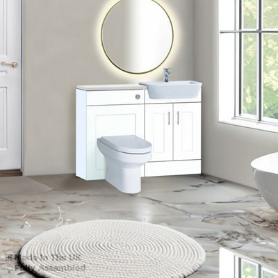 1400mm Set With Gloss White Worktop, No Sanitaryware Or Cistern - Oxford Matt White Price Comparisons | Compare The Build