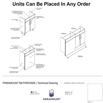 1400mm Set With Gloss White Worktop, No Sanitaryware Or Cistern - Vivo Gloss Cashmere Price Comparisons | Compare The Build