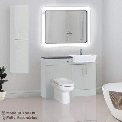 1400mm Set With Noir Gloss Worktop, BTW WC And Cistern, 1TH S/R Basin - Vivo Gloss Light Grey Price Comparisons | Compare The Build