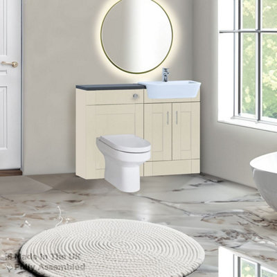 1400mm Set With Noir Gloss Worktop, No Sanitaryware Or Cistern - Cambridge Solid Wood Mussel Price Comparisons | Compare The Build