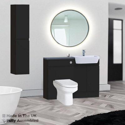 1400mm Set With Noir Gloss Worktop, No Sanitaryware Or Cistern - Lucente Matt Anthracite Price Comparisons | Compare The Build