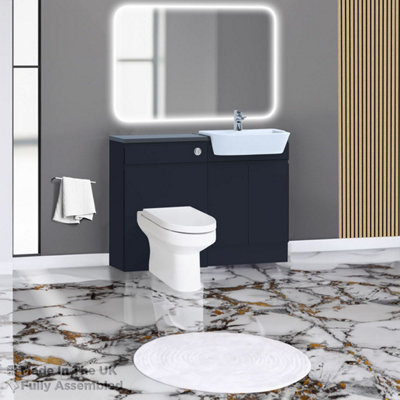 1400mm Set With Noir Gloss Worktop, No Sanitaryware Or Cistern - Lucente Matt Indigo Price Comparisons | Compare The Build