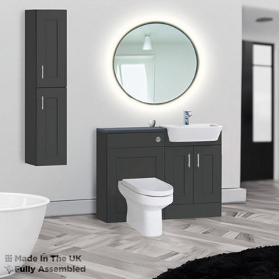 1400mm Set With Noir Gloss Worktop, No Sanitaryware Or Cistern - Oxford Matt Anthracite Price Comparisons | Compare The Build