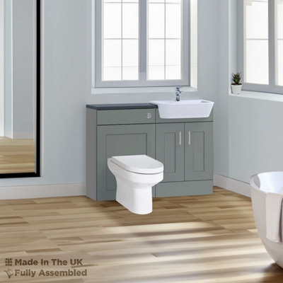 1400mm Set With Noir Gloss Worktop, No Sanitaryware Or Cistern - Oxford Matt Dust Grey Price Comparisons | Compare The Build