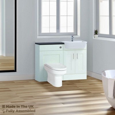 1400mm Set With Noir Gloss Worktop, No Sanitaryware Or Cistern - Oxford Matt Ivory Price Comparisons | Compare The Build