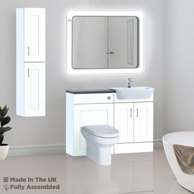 1400mm Set With Noir Gloss Worktop, No Sanitaryware Or Cistern - Oxford Matt White Price Comparisons | Compare The Build