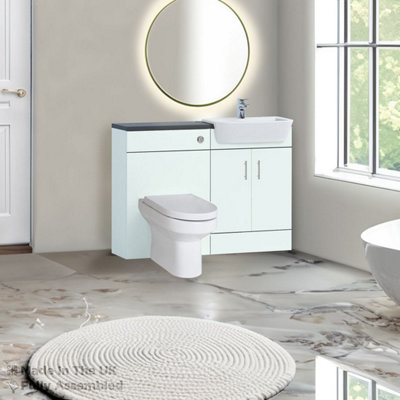 1400mm Set With Noir Gloss Worktop, No Sanitaryware Or Cistern - Vivo Gloss Ivory Price Comparisons | Compare The Build