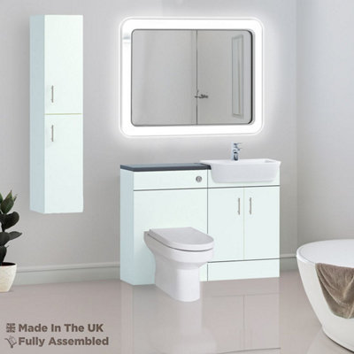 1400mm Set With Noir Gloss Worktop, No Sanitaryware Or Cistern - Vivo Matt Ivory Price Comparisons | Compare The Build