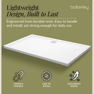 1400mm x 700mm Premium Slimline White Gloss Rectangular Shower Tray