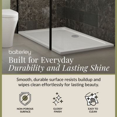 1400mm x 700mm Premium Slimline White Gloss Rectangular Shower Tray - 3
