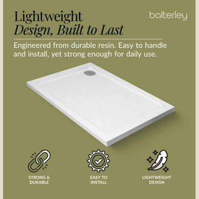 1400mm x 800mm Premium Rectangular Shower Tray - White - 3