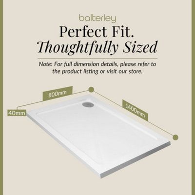 1400mm x 800mm Premium Rectangular Shower Tray - White - 4