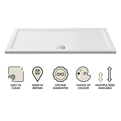 1400mm x 800mm Premium Rectangular Shower Tray - White