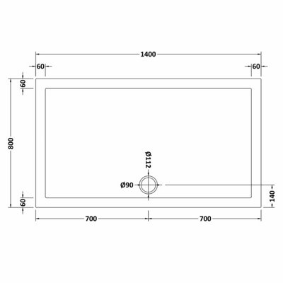 1400mm x 800mm Premium Slip Resistant Rectangular Shower Tray - White