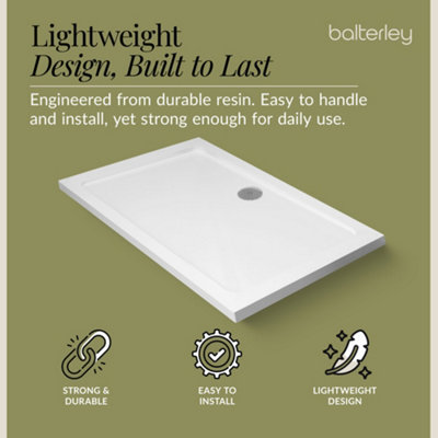 1400mm x 900mm Premium Rectangular Shower Tray - White - 3