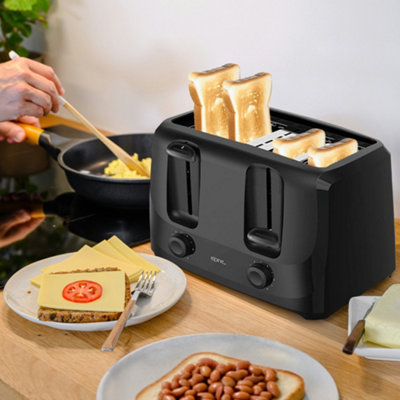 1400W 4 Slice Toaster Toastie Maker Pop Up Cool Touch 6 Settings Bagel ...