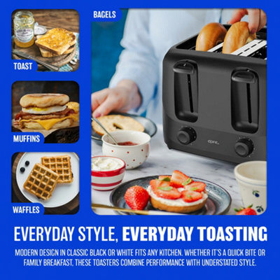 1400W 4 Slice Toaster Toastie Maker Pop Up Cool Touch 6 Settings Bagel ...