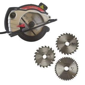 1400w Circular Saw 185mm Laser Guide Woodwork Electric & 3 Spare Blades TPI