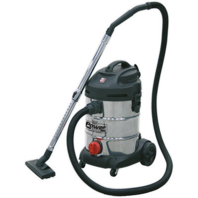 1400W Industrial Wet & Dry Vacuum Cleaner - 30L Stainless Steel Drum - 230V - 3
