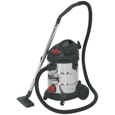 1400W Industrial Wet & Dry Vacuum Cleaner - 30L Steel Drum - Auto Start Feature - 3