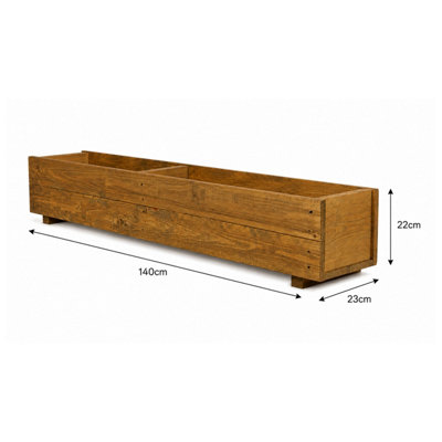 140cm Extra Long Wooden Planter Trough Fully Assembled Treated Timber ...