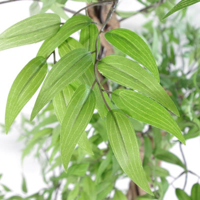 140cm Leaf Realistic Artificial Japanese Fruticosa Ficus Tree, Green Gold