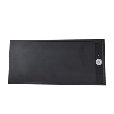 140cm W x 80 cm D x 3cm H Rectangle Shower Tray with Drain Connection in Black - 4