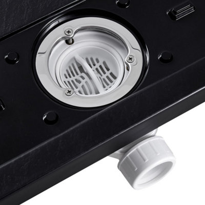 140cm W x 80 cm D x 3cm H Rectangle Shower Tray with Drain Connection in Black - 6