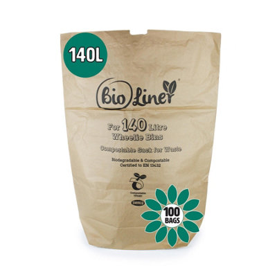 140L EcoSack Paper Compostable Kerbside Caddy Liners - 100 Bags