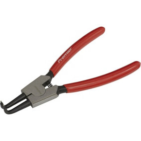 140mm Bent Nose External Circlip Pliers - Spring Loaded Jaws - Non-Slip Tips