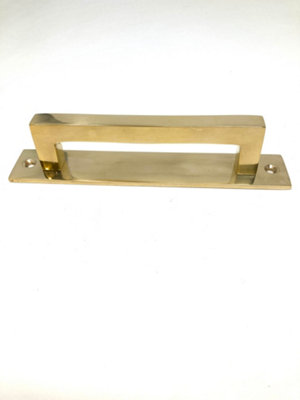 140mm Polished Brass Unlacquered Square Backplate Handle