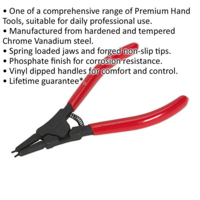140mm Straight Nose External Circlip Pliers with Spring Loaded Jaws and ...