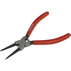 140mm Straight Nose Internal Circlip Pliers - Spring Loaded Jaws - Non-Slip Tips