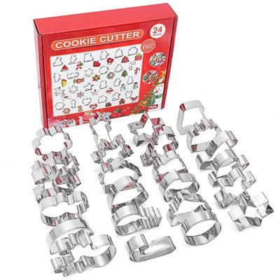 Xample 24Pcs Stainless Steel Christmas Cookie Cutter Set Holiday Baking Molds For Cookies, Fondant, Pastry & Festive Desserts