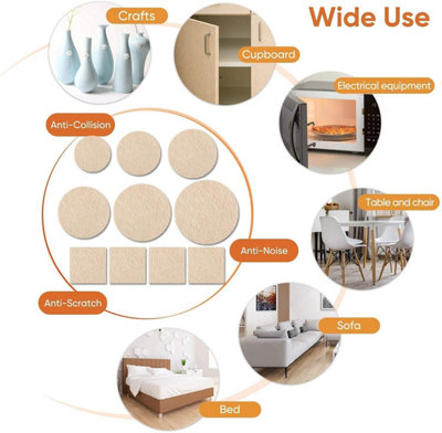 144 Pcs Ultra Adhesive Multi Size Floor Protector Pads - Felt Pads Chair Legs Furniture Feet Protection Pads