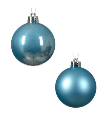 144 Sugar Blue Baubles Shatterproof Christmas Tree Hanging Decorations 6cm - 4